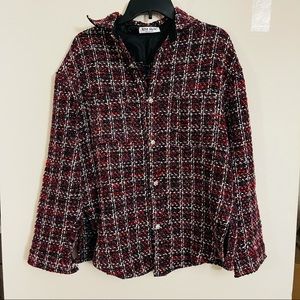 Plaid button down jacket shirt
